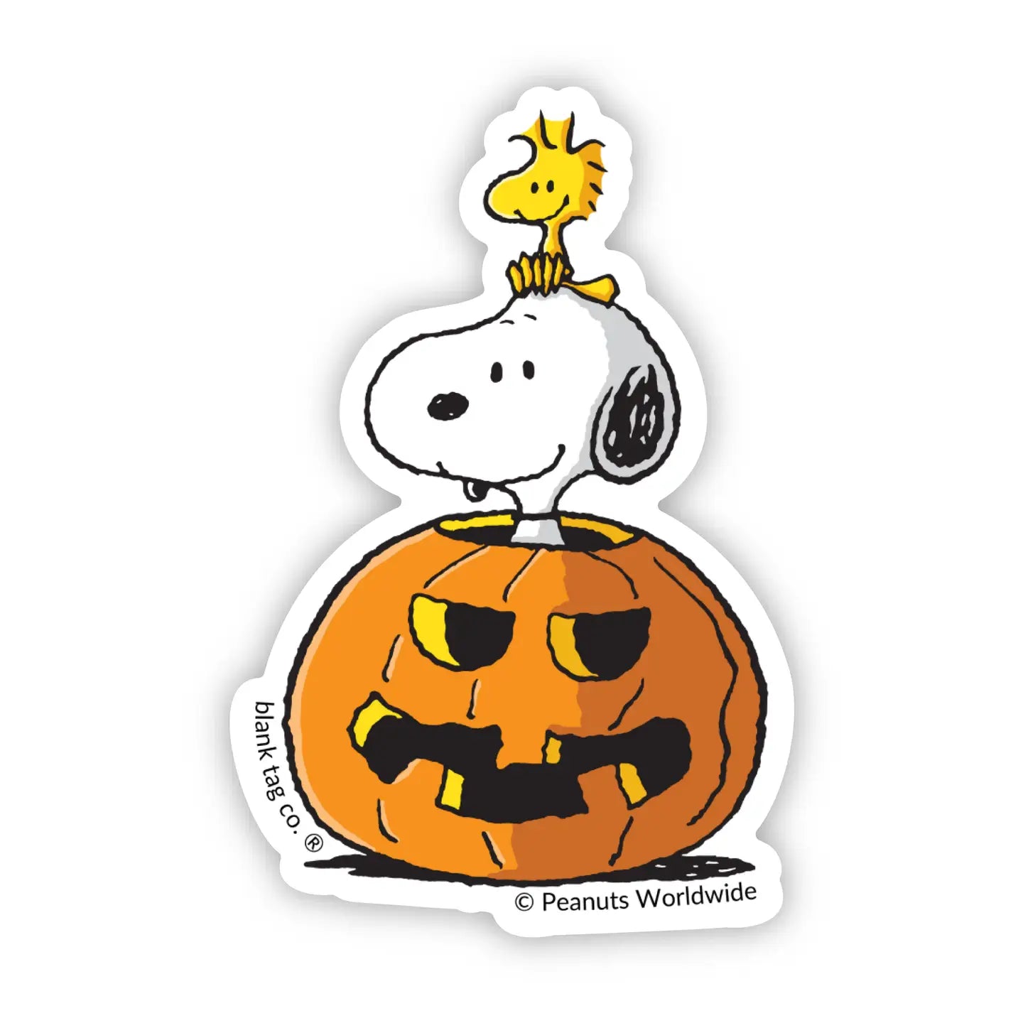 Peanuts® Snoopy and Woodstock In A Pumpkin Waterproof Sticker