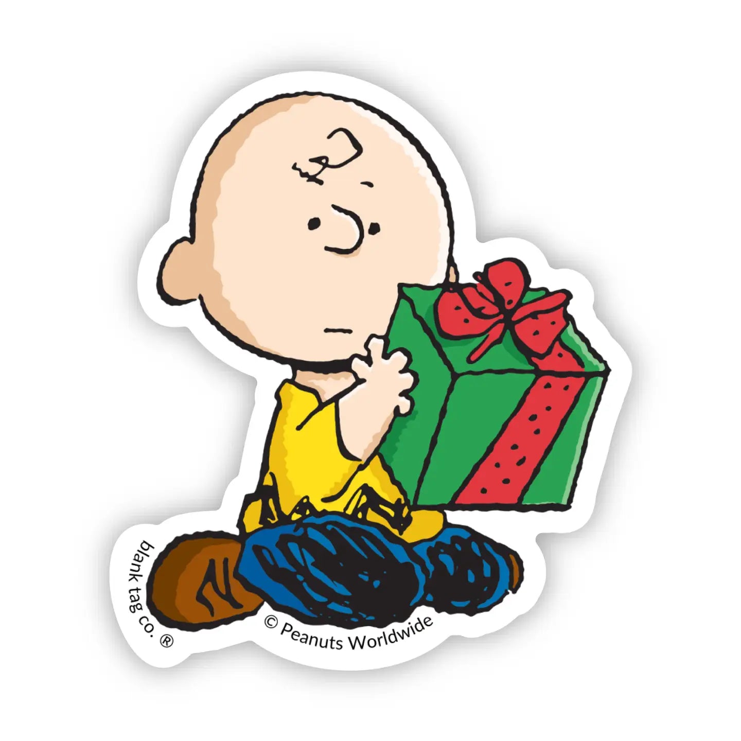 Peanuts® Charlie With A Gift Waterproof Sticker