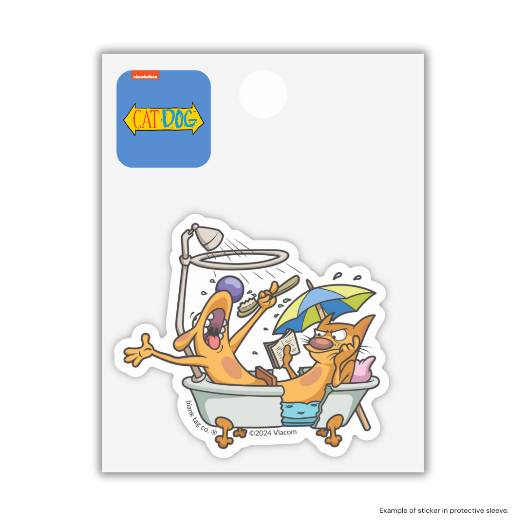 The Bathing CatDog Sticker