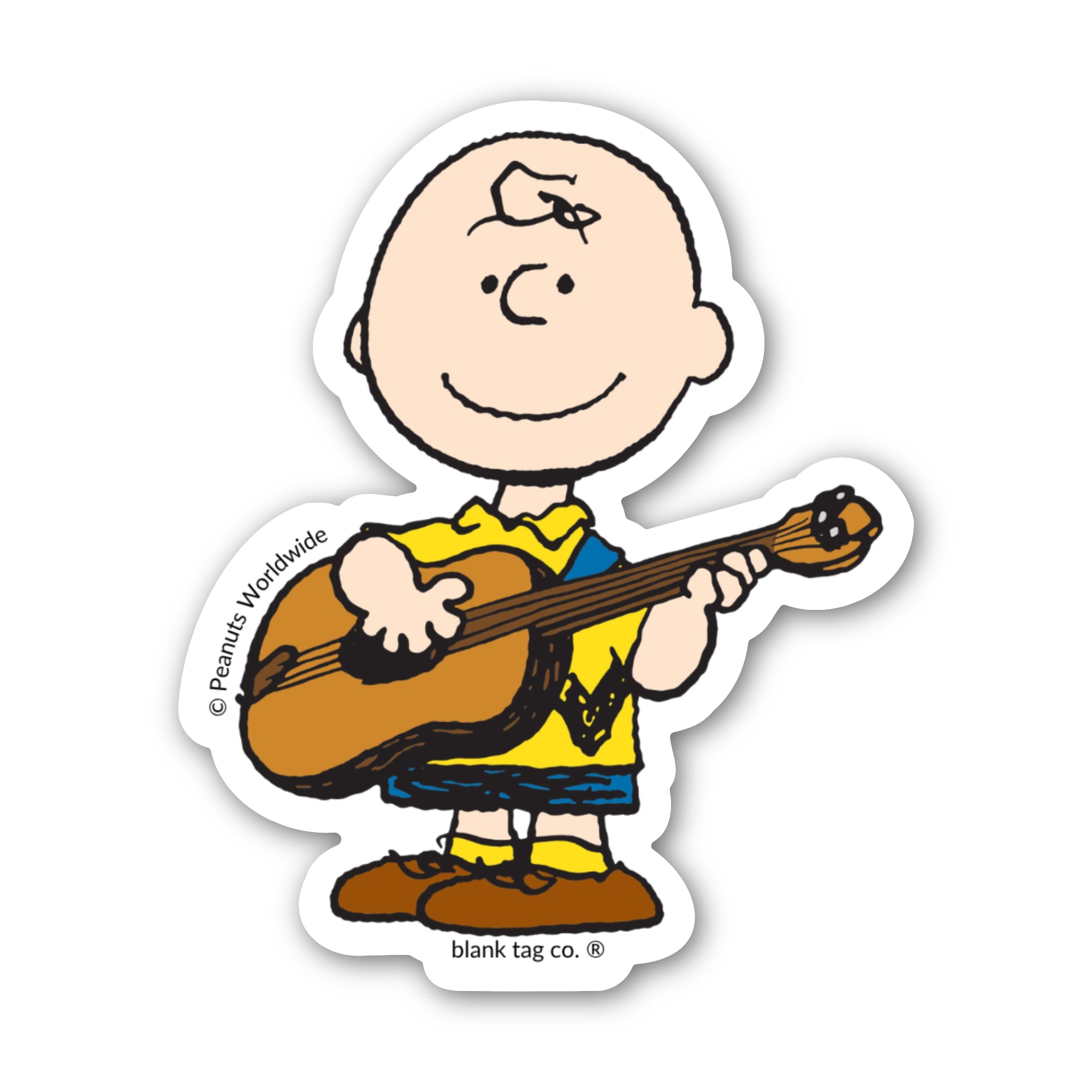 Peanuts® Waterproof Sticker - Charlie Brown Playing A Guitar