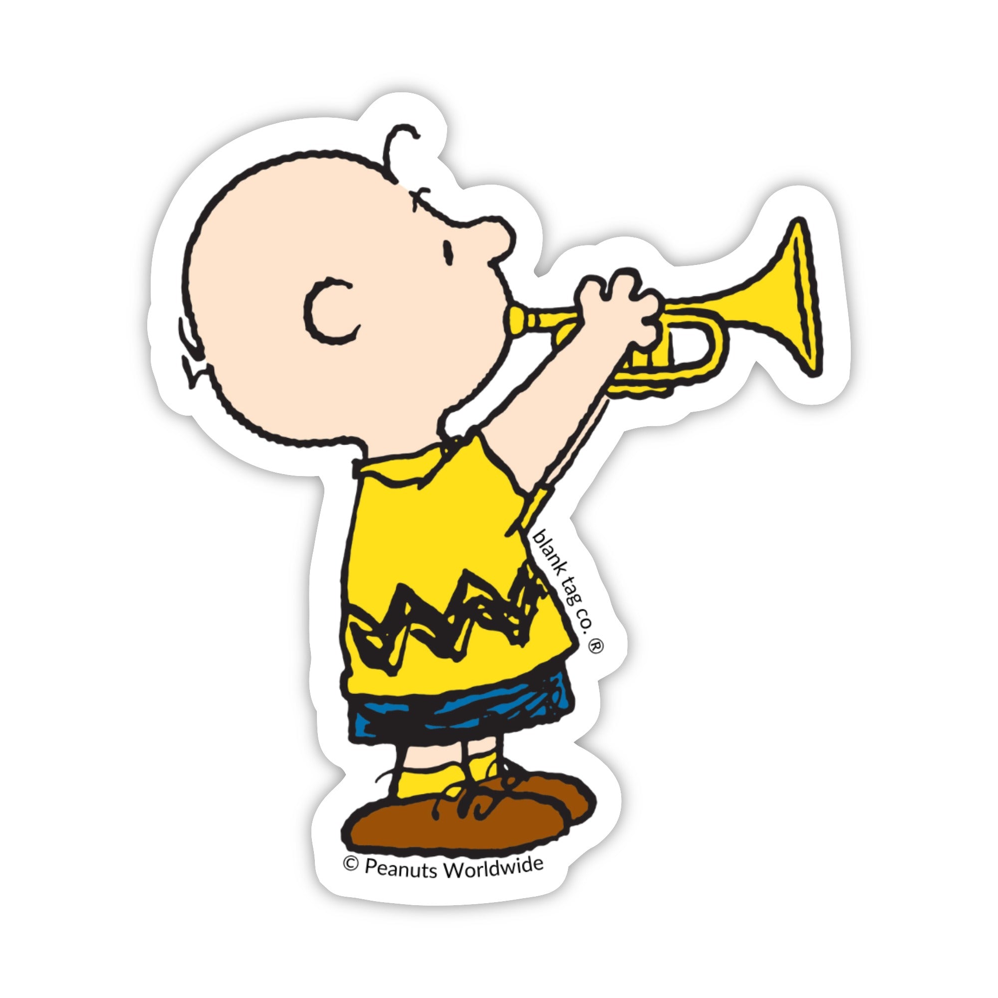 Peanuts® Waterproof Sticker - Charlie Brown Playing A Trumpet
