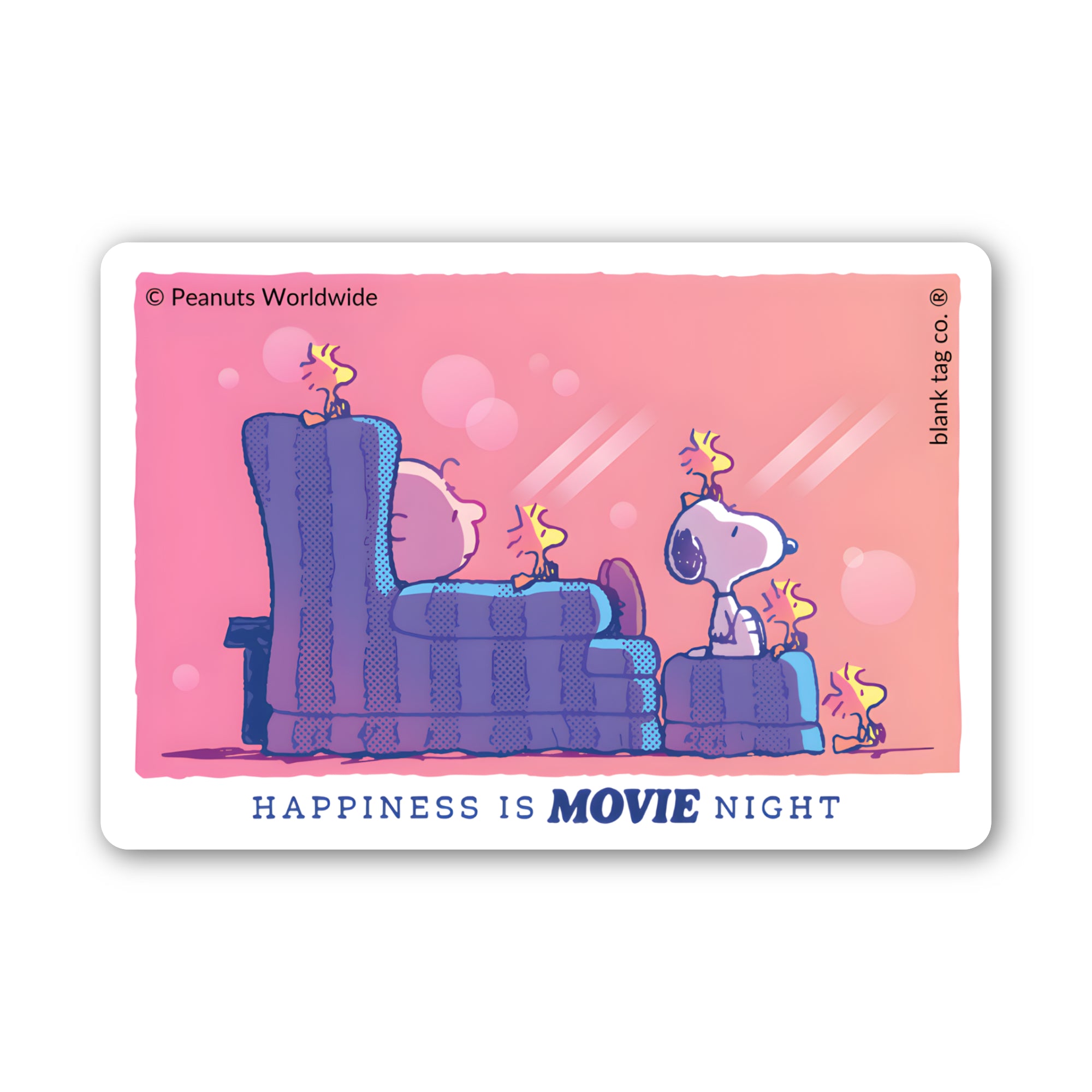 Peanuts® Waterproof Sticker - Happiness Is Movie Night