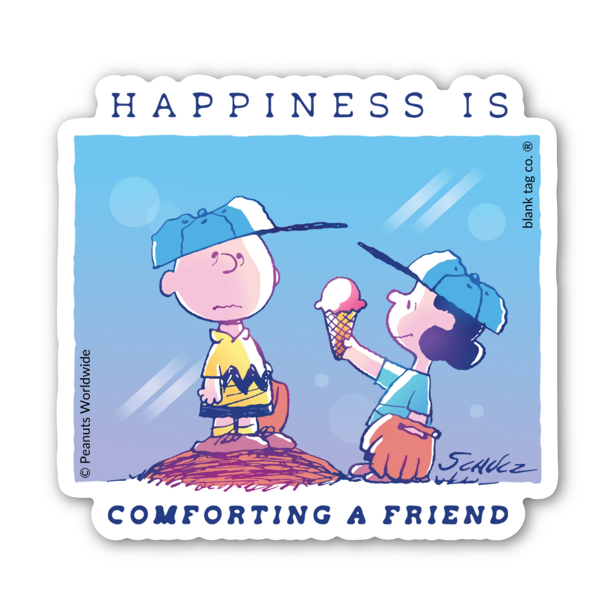 Peanuts® Waterproof Sticker - Happiness Is Comforting A Friend