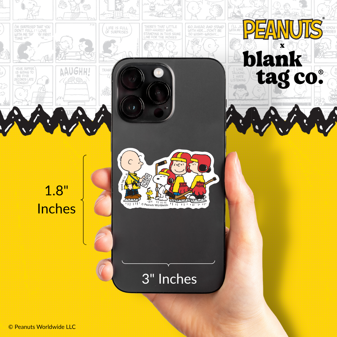 Peanuts® Waterproof Sticker - Peanuts Gang Playing Hockey