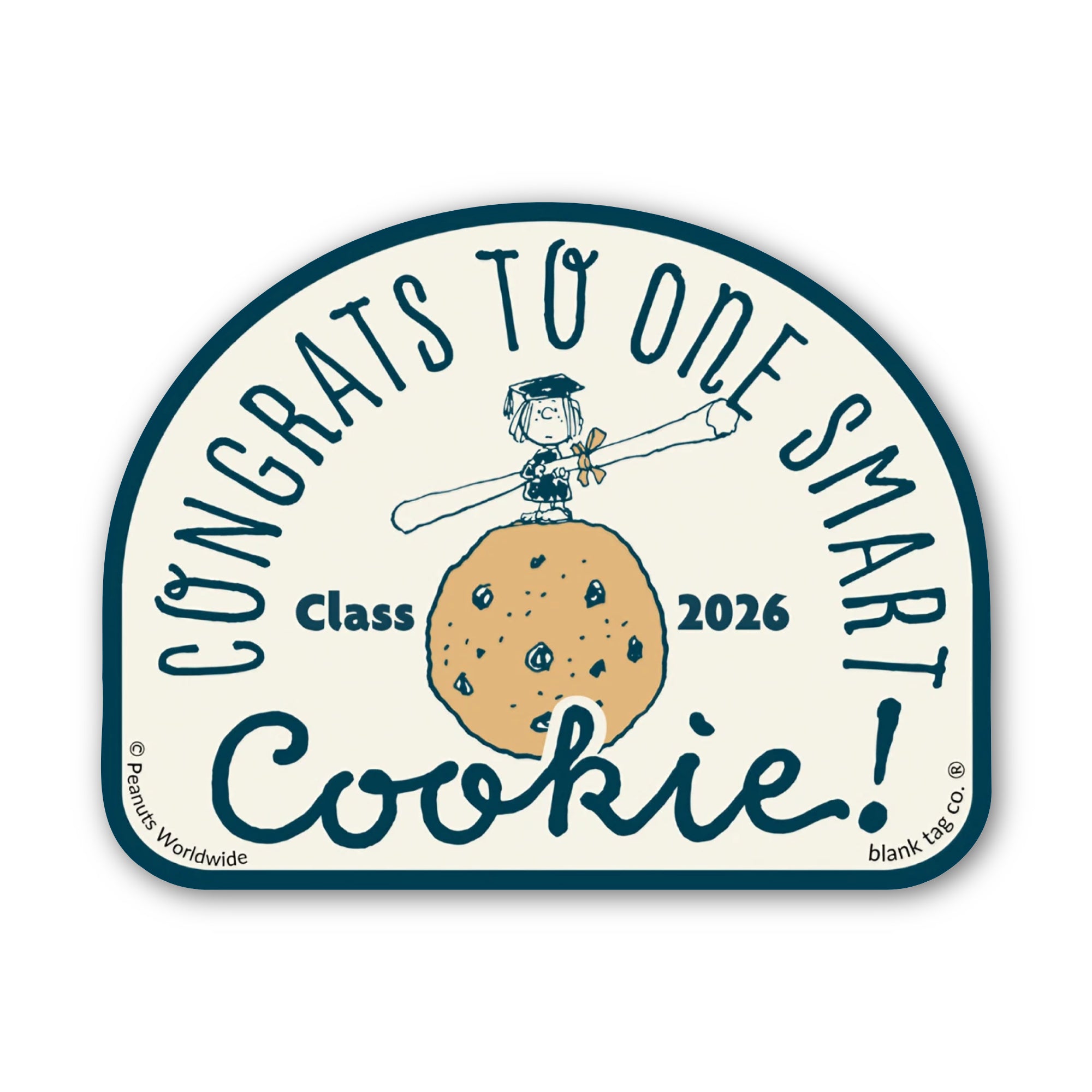 Peanuts® Waterproof Sticker - Congrats To One Smart Cookie (Peppermint Patty)
