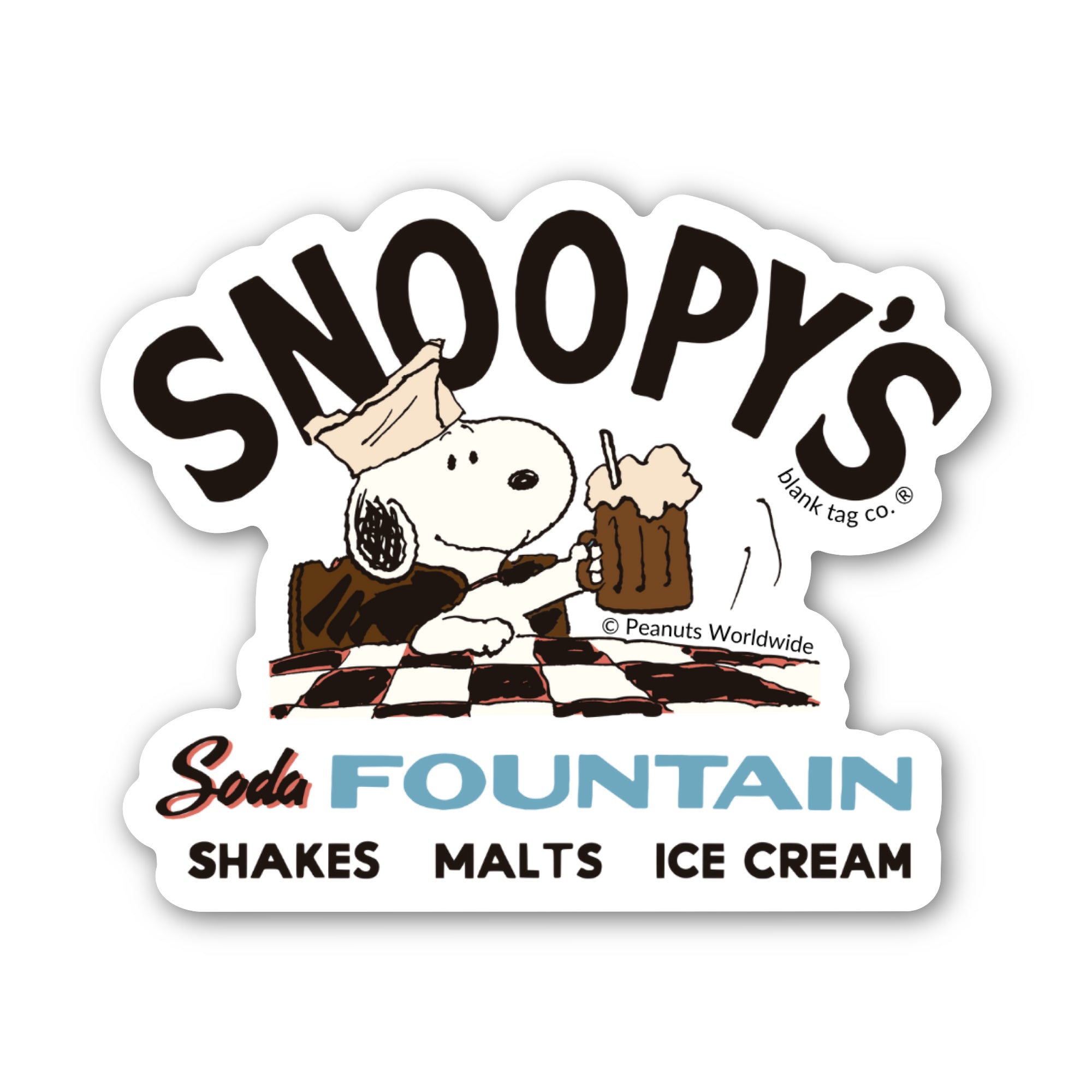 Peanuts® Waterproof Sticker - Snoopy's Soda Fountain