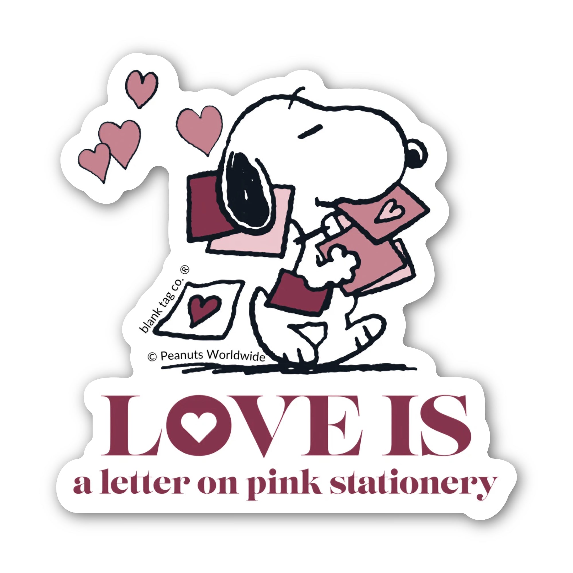 Peanuts® Waterproof Sticker - Love Is A Letter On Pink Stationery