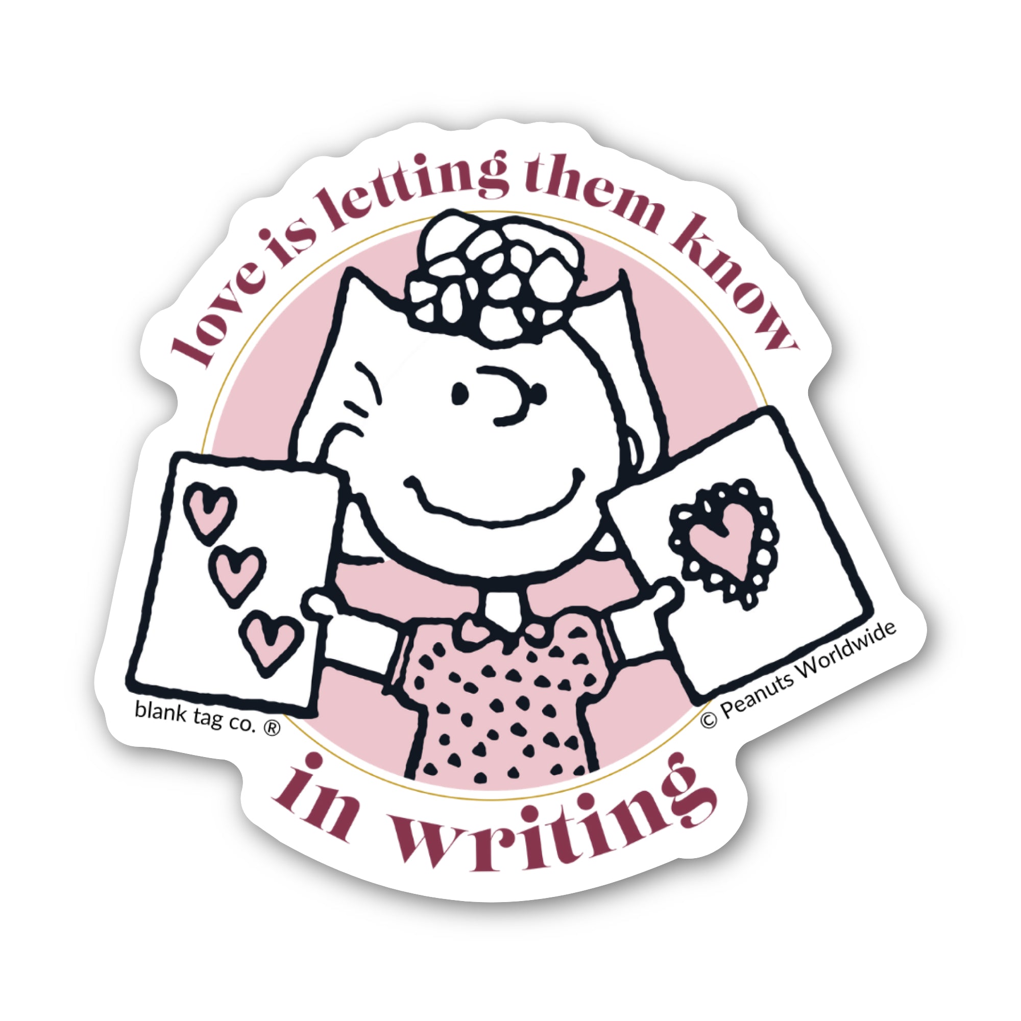 Peanuts® Waterproof Sticker - Love Is Letting Them Know In Writing