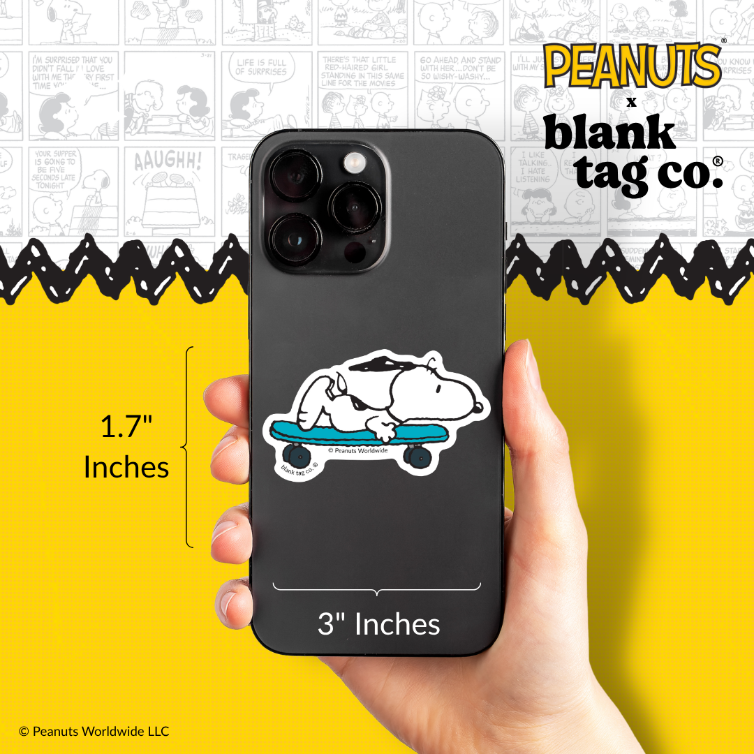 Peanuts® Waterproof Sticker - Skateboarding Snoopy
