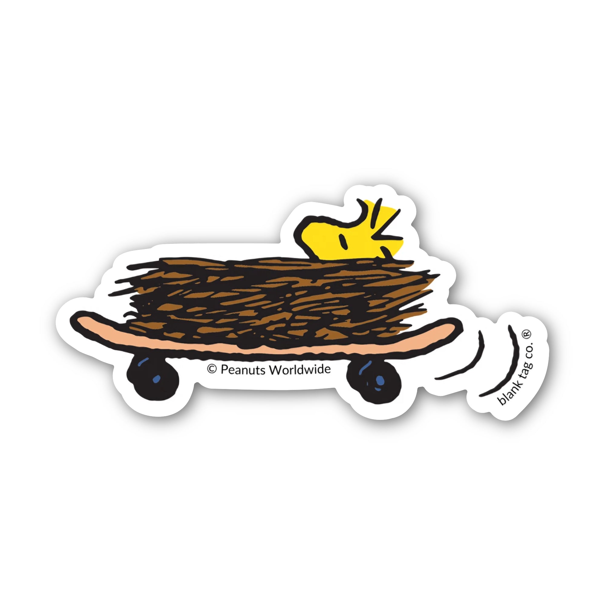 Peanuts® Waterproof Sticker - Skateboarding Woodstock