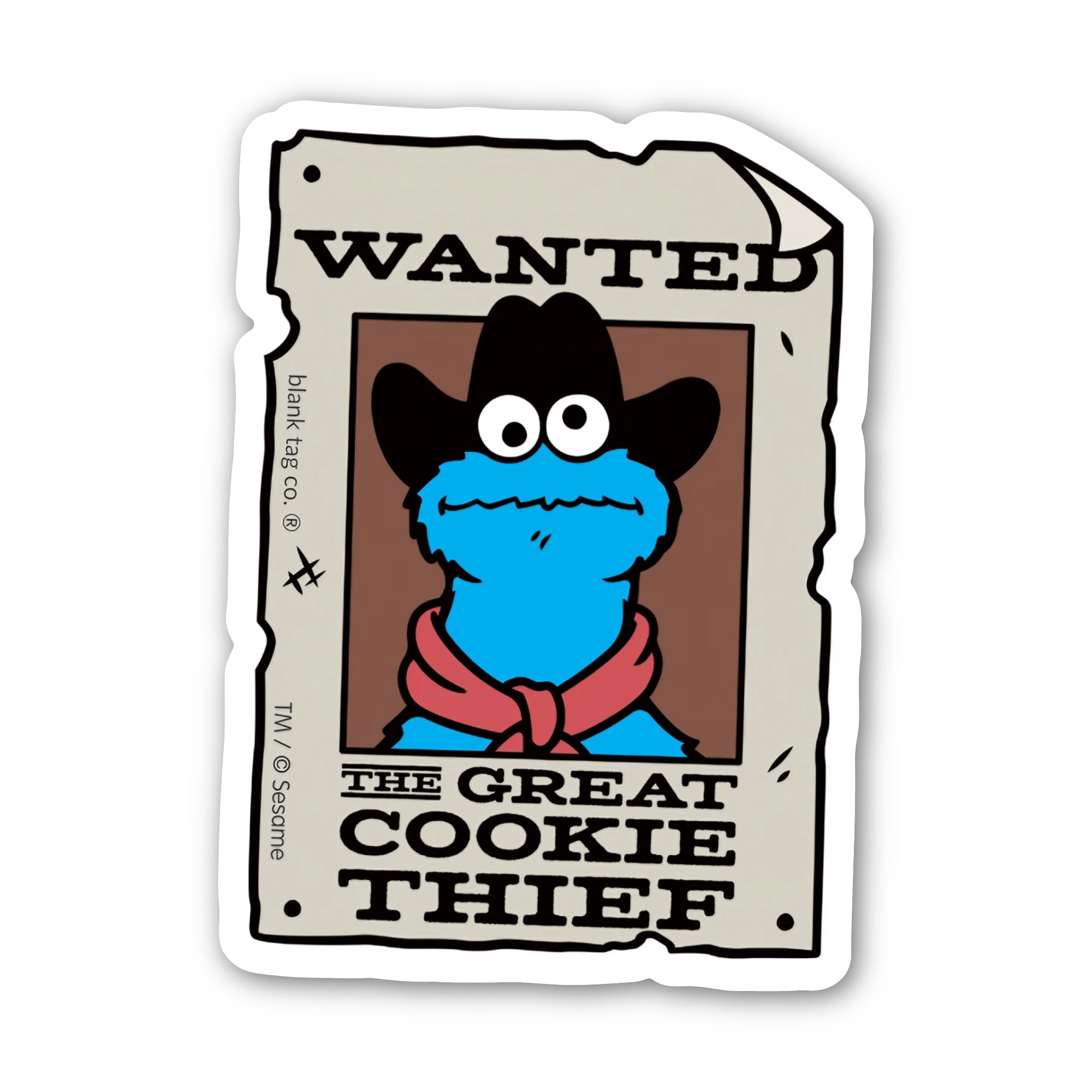 Sesame Street® Waterproof Sticker - Wanted Cookie Monster