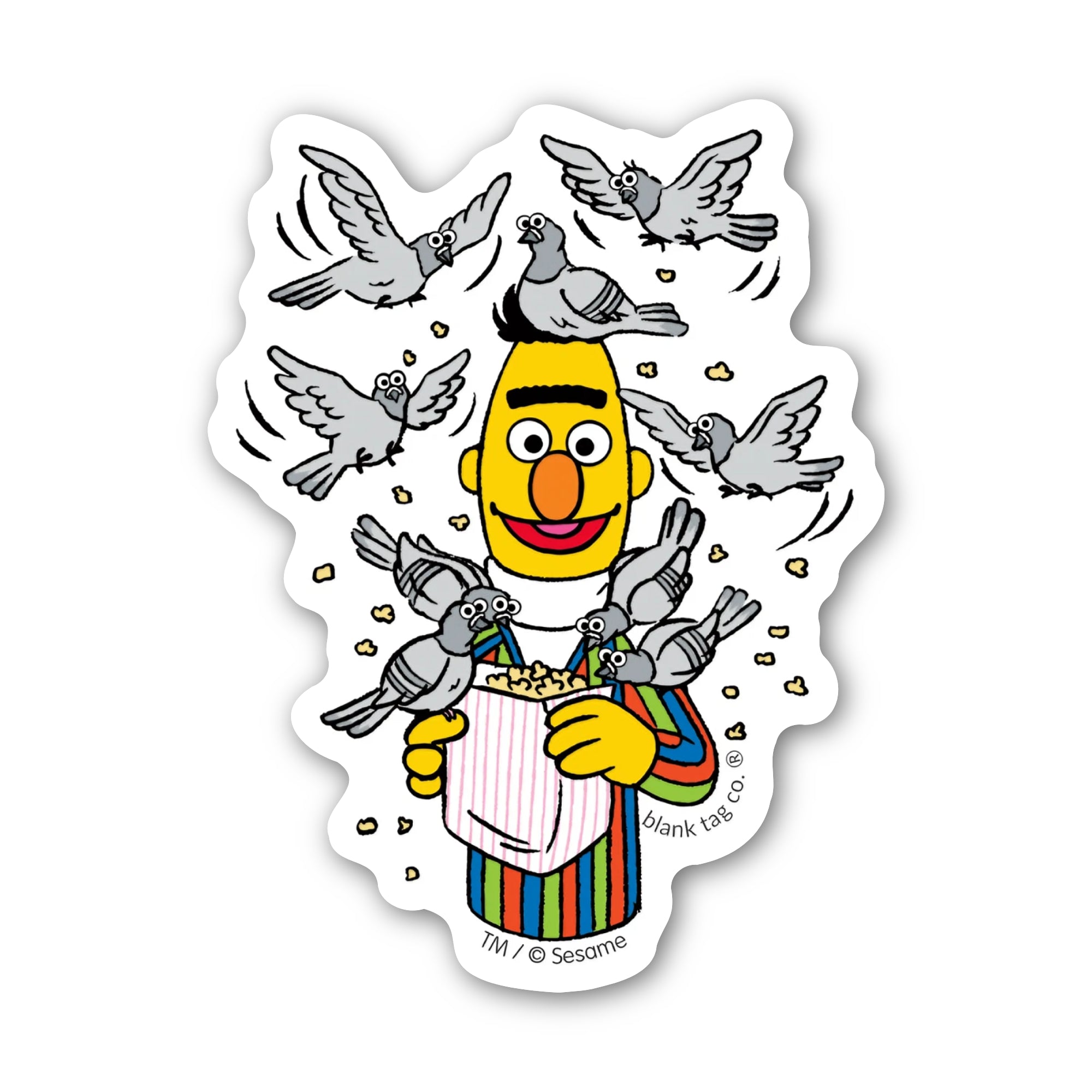 Sesame Street® Waterproof Sticker - Bert Feeding Pigeons