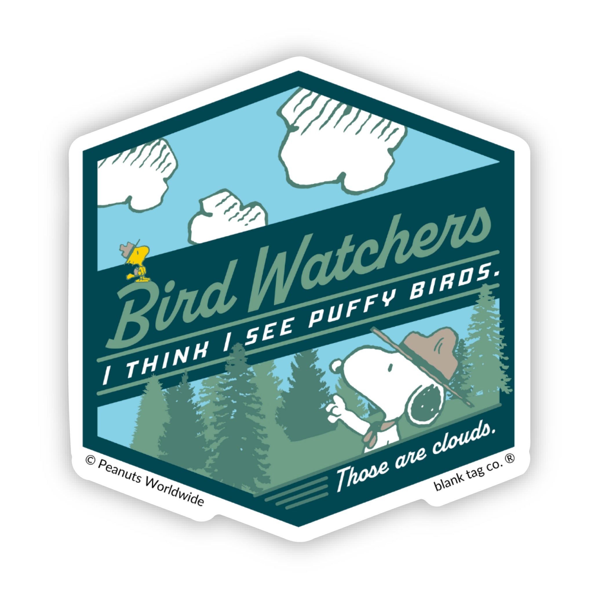 Peanuts® Bird Watchers Badge Waterproof Sticker