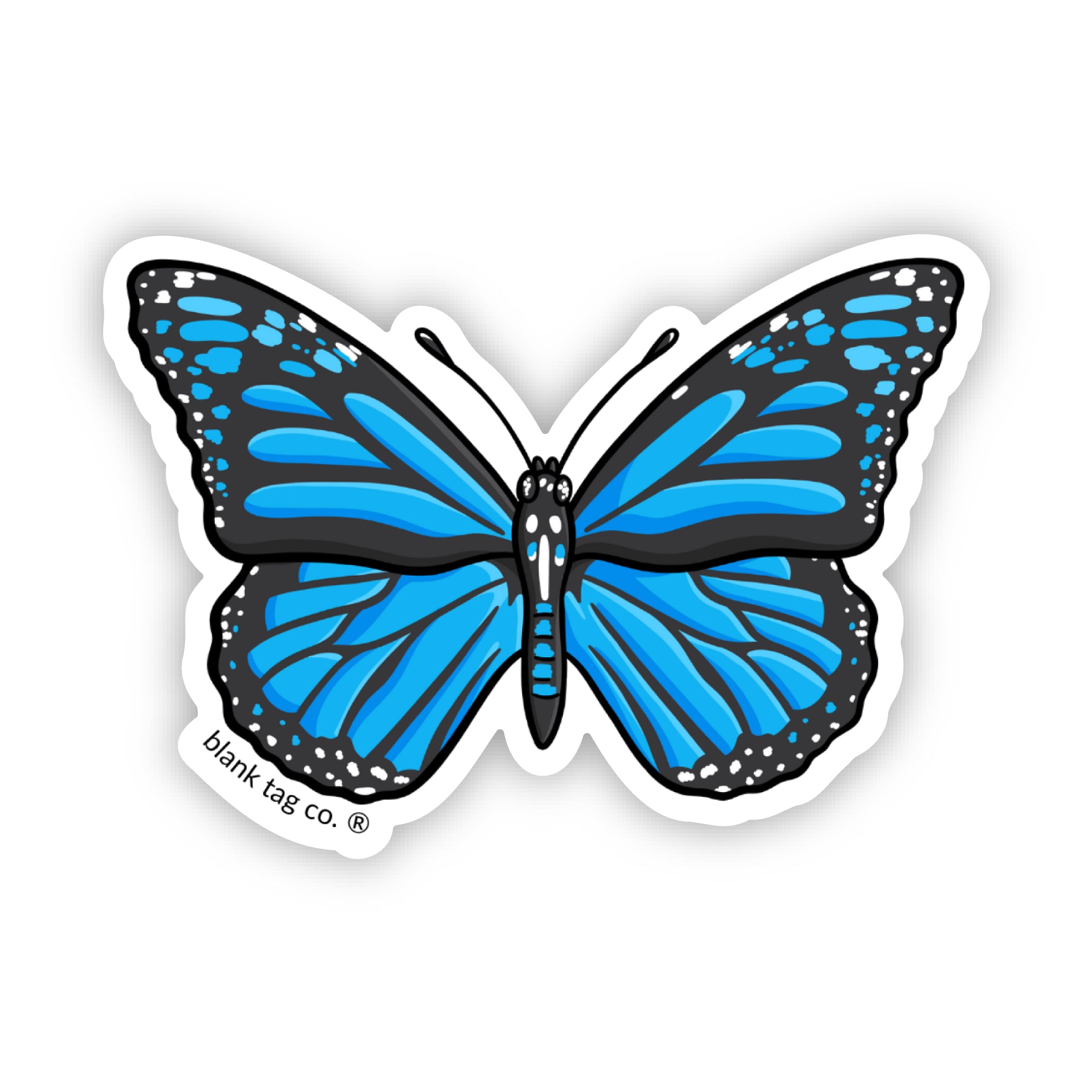 Blank Tag Co.® Blue Butterfly Waterproof Sticker