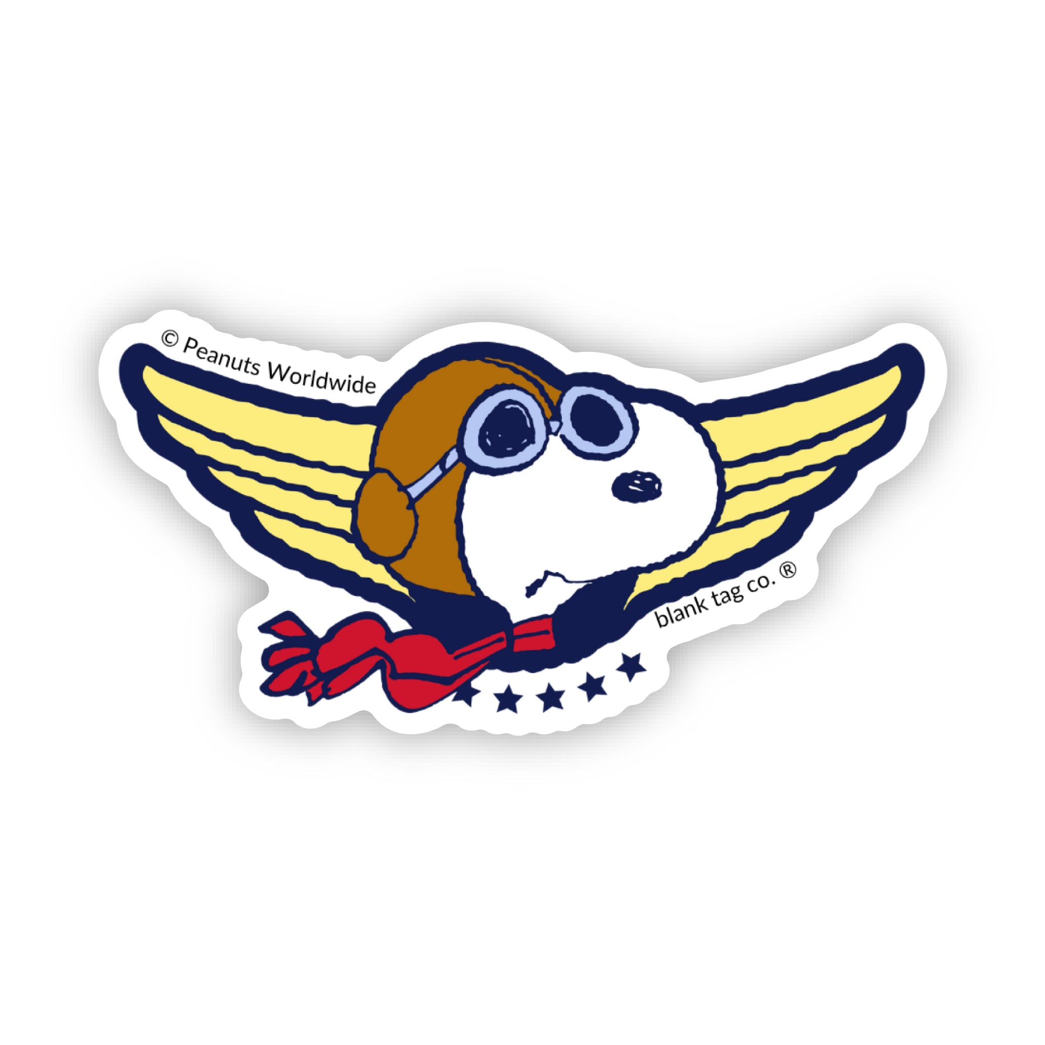 Peanuts® Flying Ace Wide Badge Waterproof Sticker