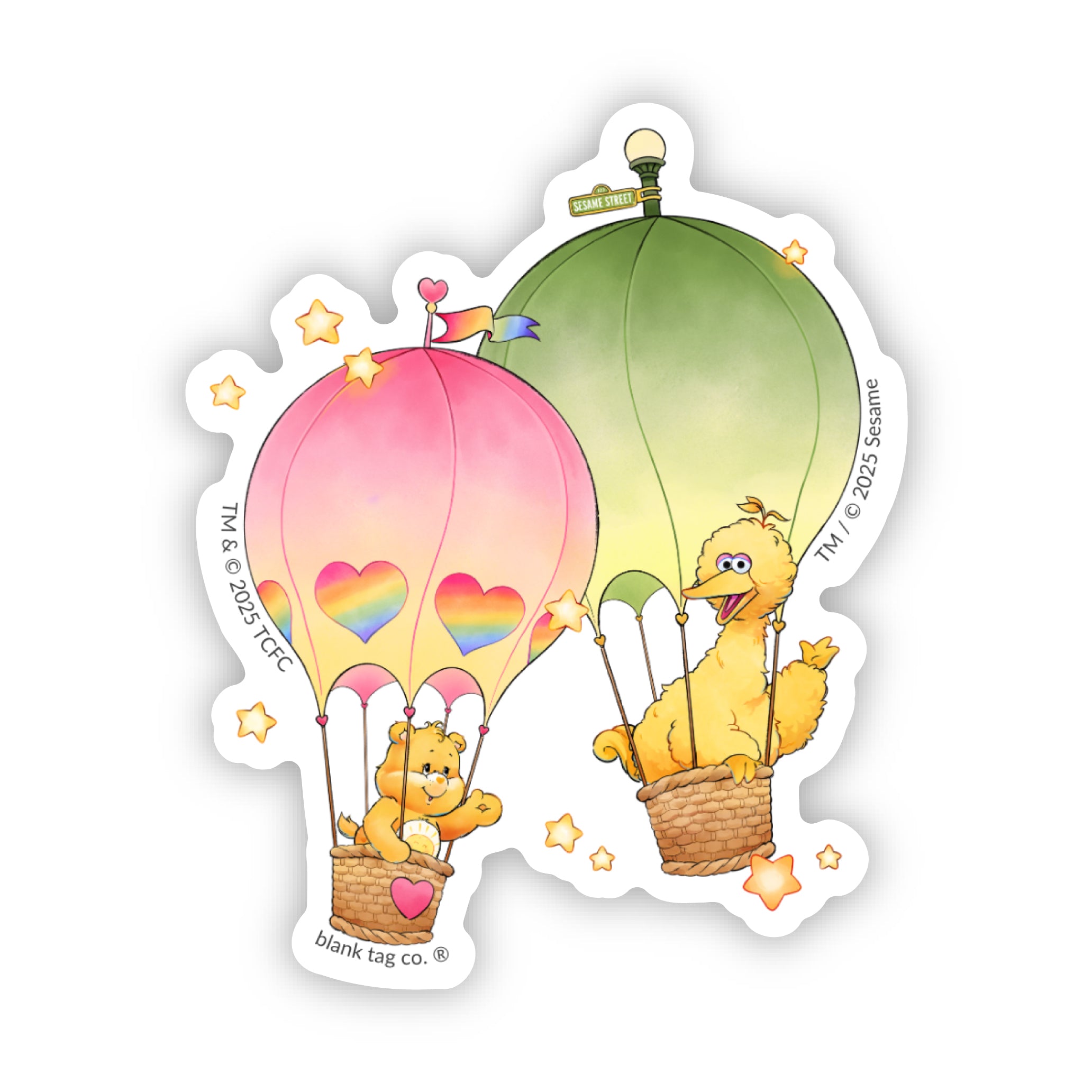 The Funshine Bear And Big Bird On Hot Air Balloons Sticker