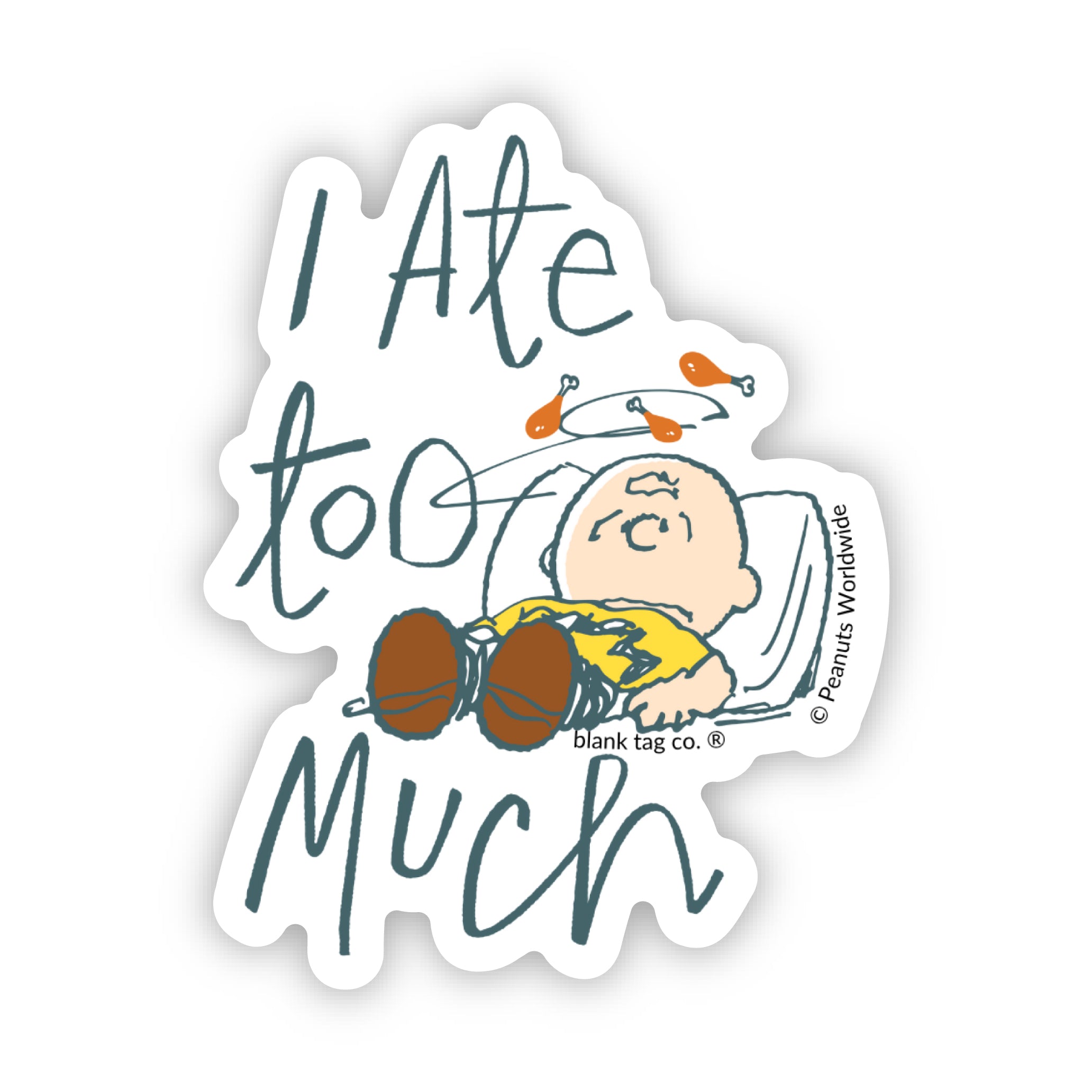 Peanuts® I Ate Too Much Waterproof Sticker