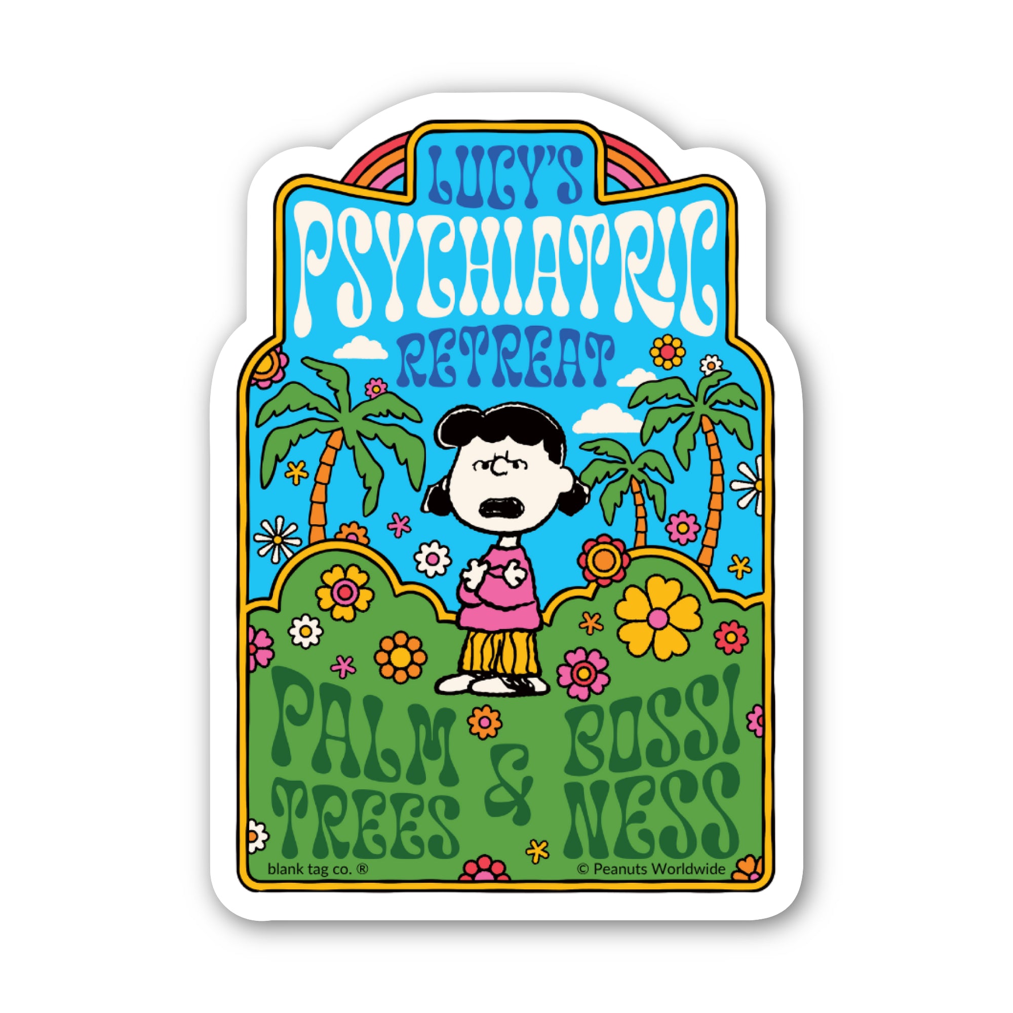 Peanuts® Lucy's Psychiatric Retreat Waterproof Sticker