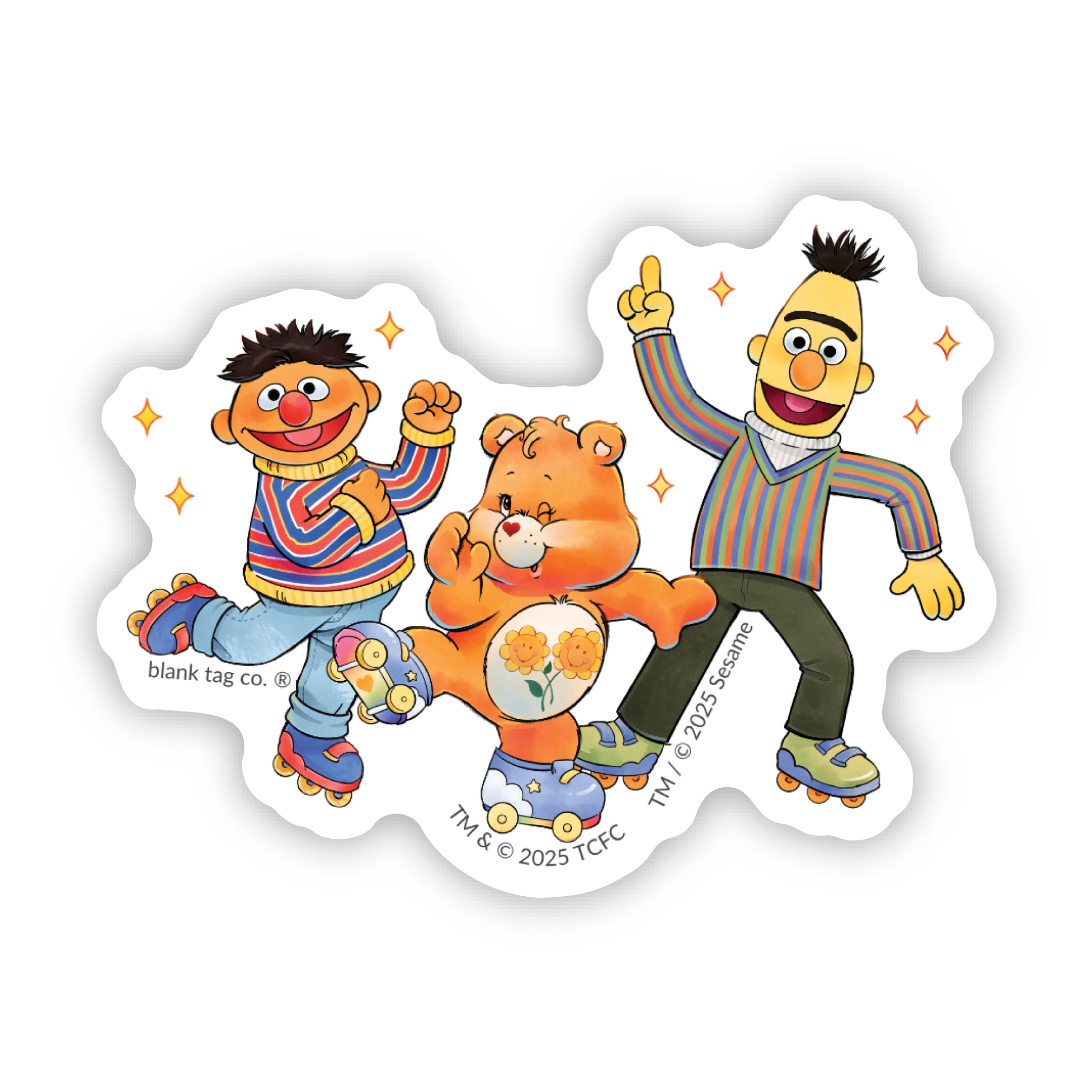The Roller Skating Friend Bear With Bert And Ernie Sticker