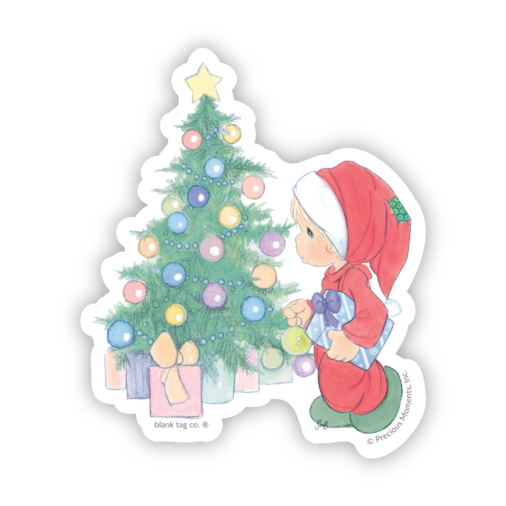 Precious Moments® Santa Kid With Presents Sticker