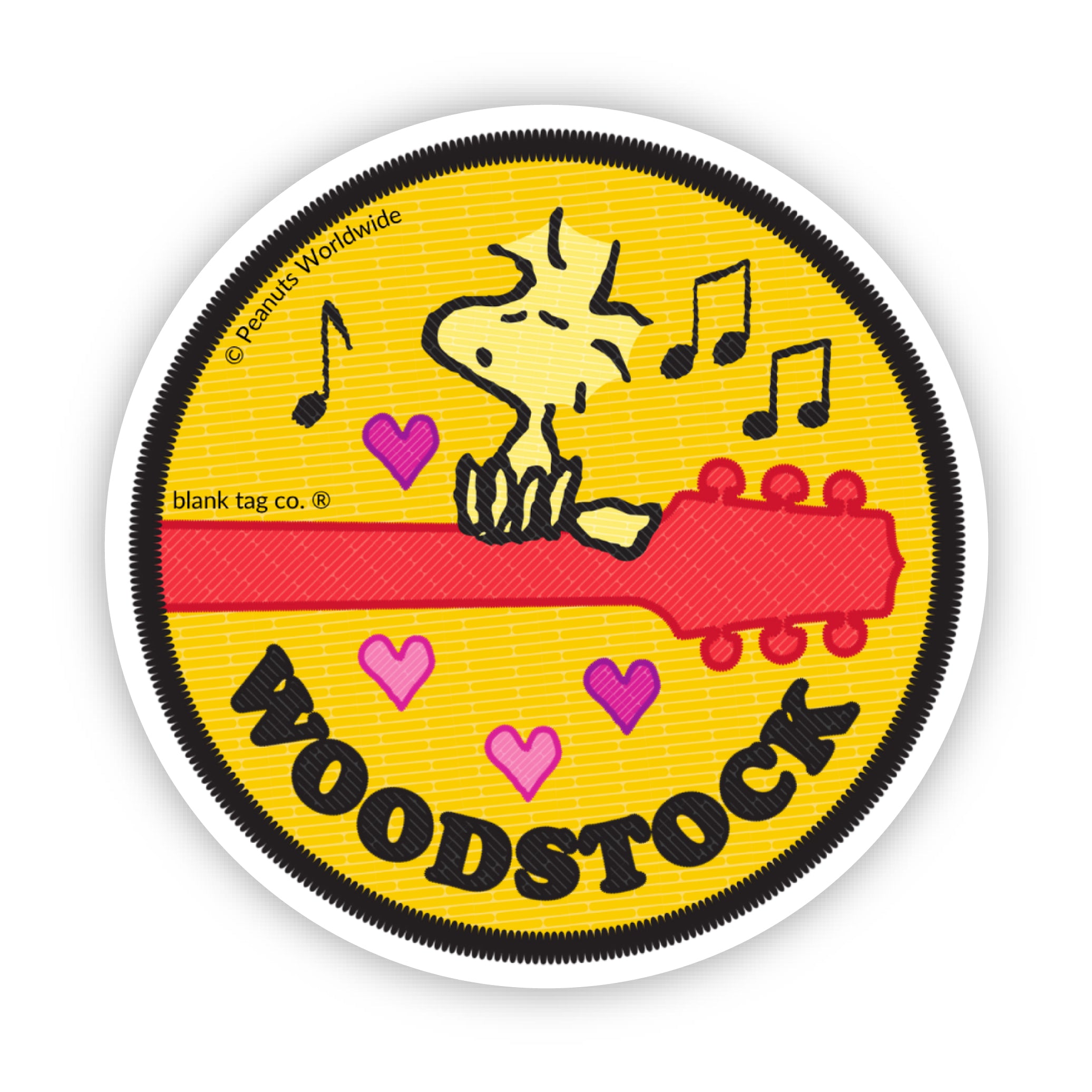 Peanuts® Singing Woodstock On A Guitar Waterproof Sticker