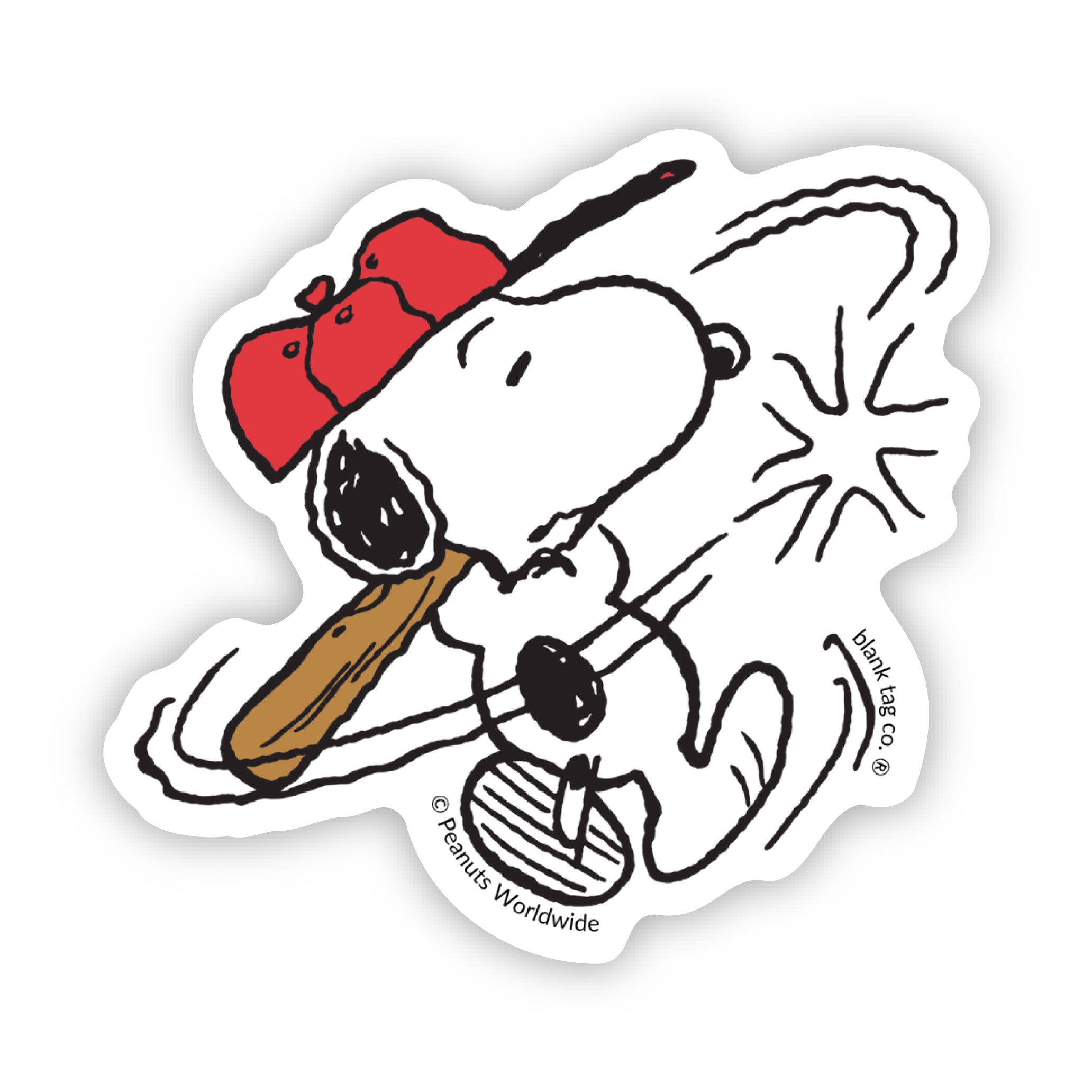 Peanuts® Snoopy Hitting A Home Run Waterproof Sticker
