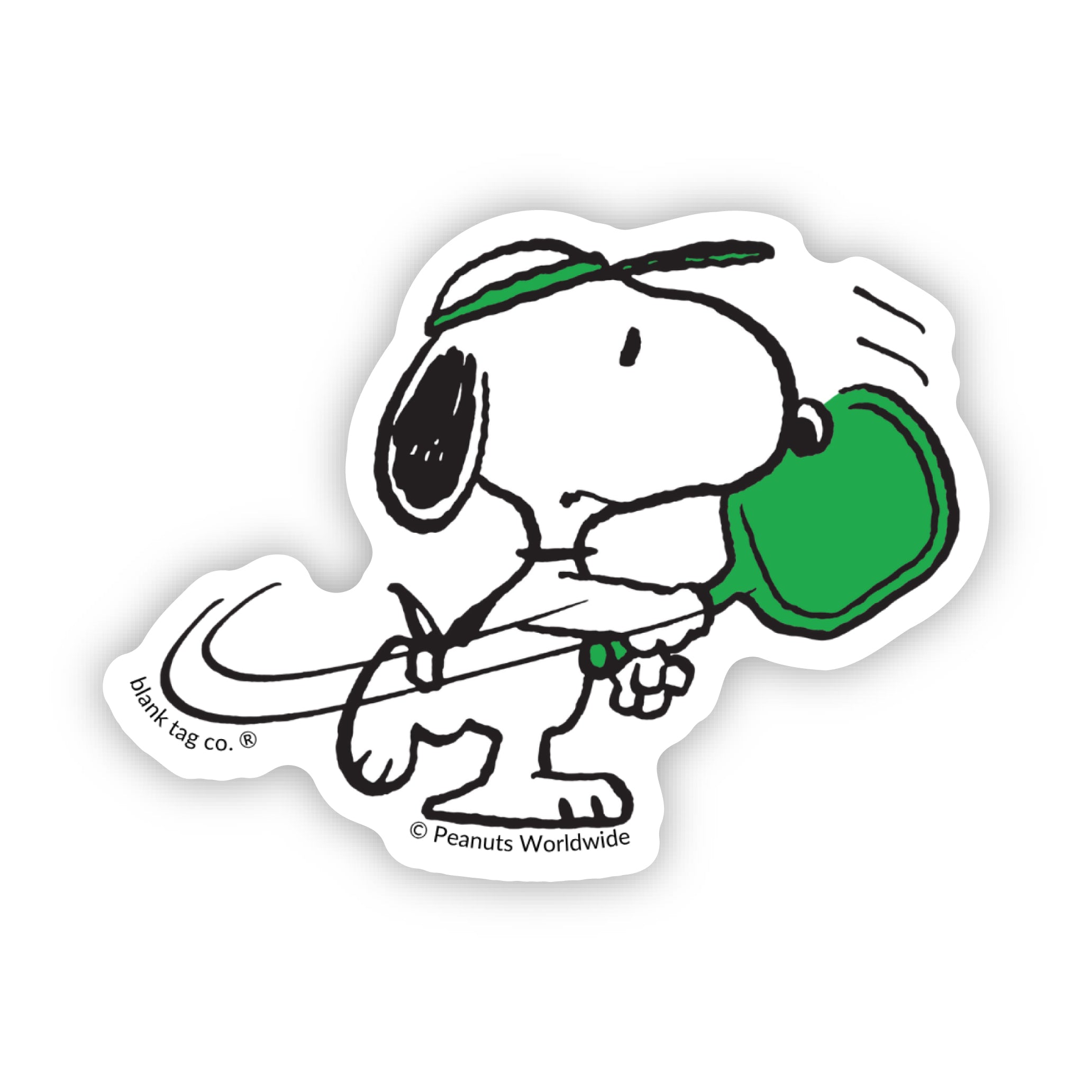 Peanuts® Snoopy Playing Pickleball Waterproof Sticker
