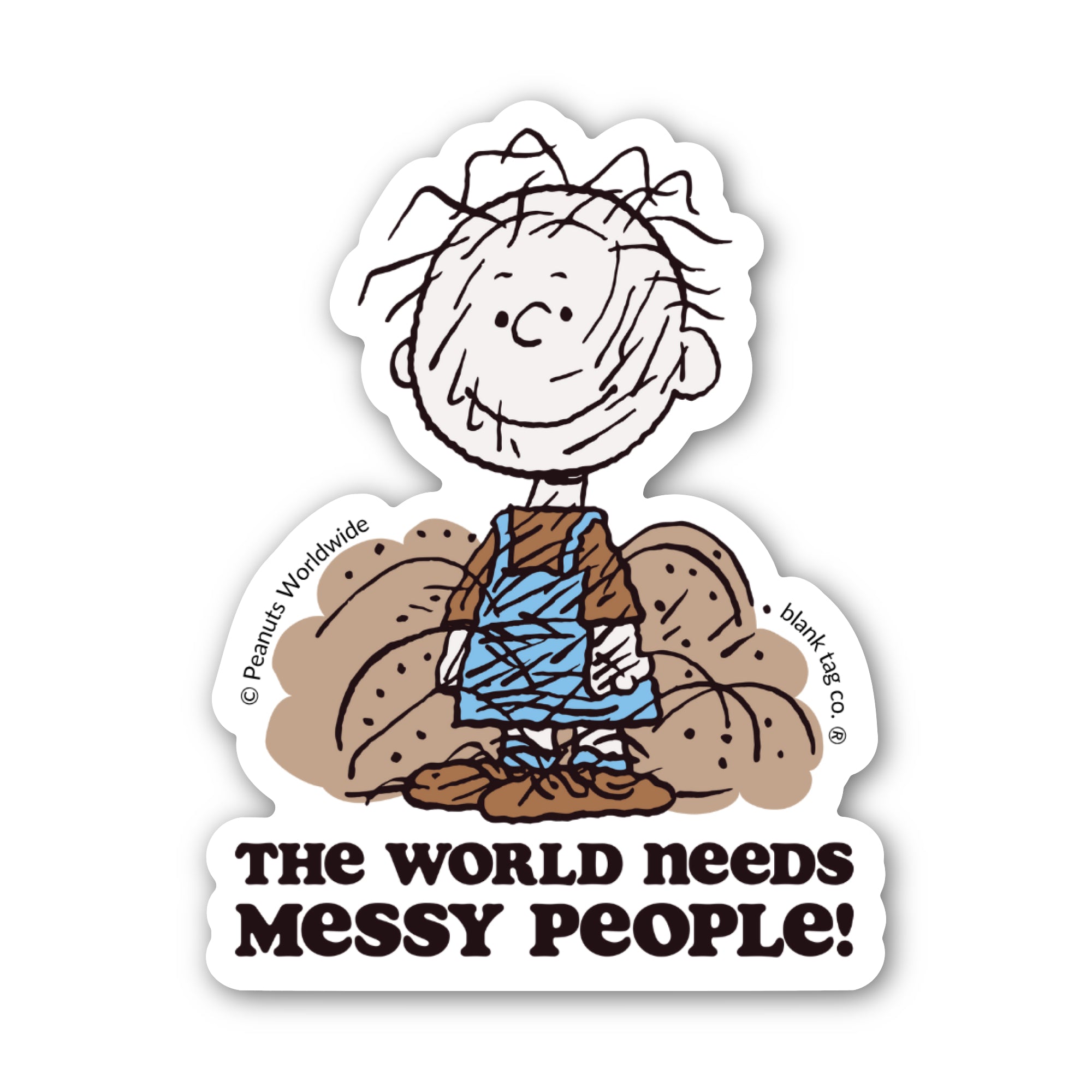Peanuts® World Needs Messy People Waterproof Sticker