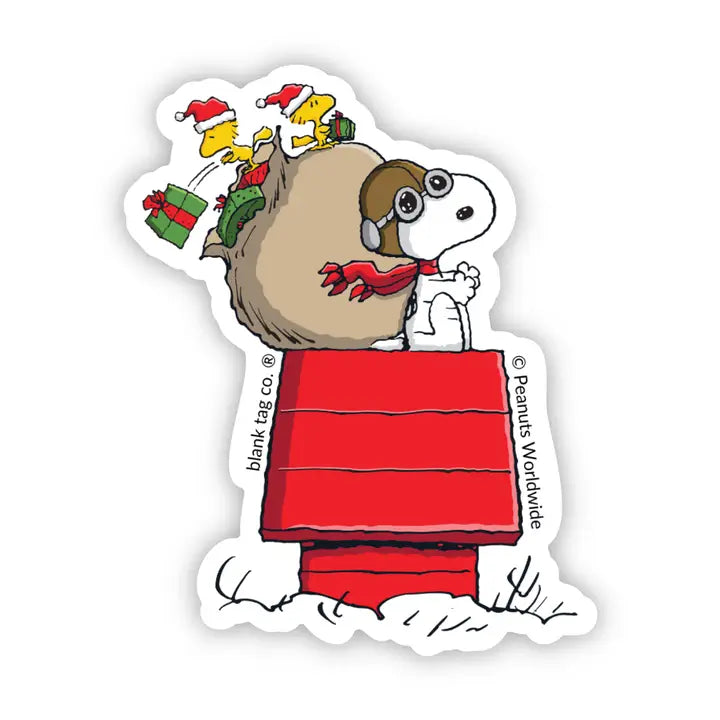 Peanuts® Flying Ace Delivering Gifts Waterproof Sticker