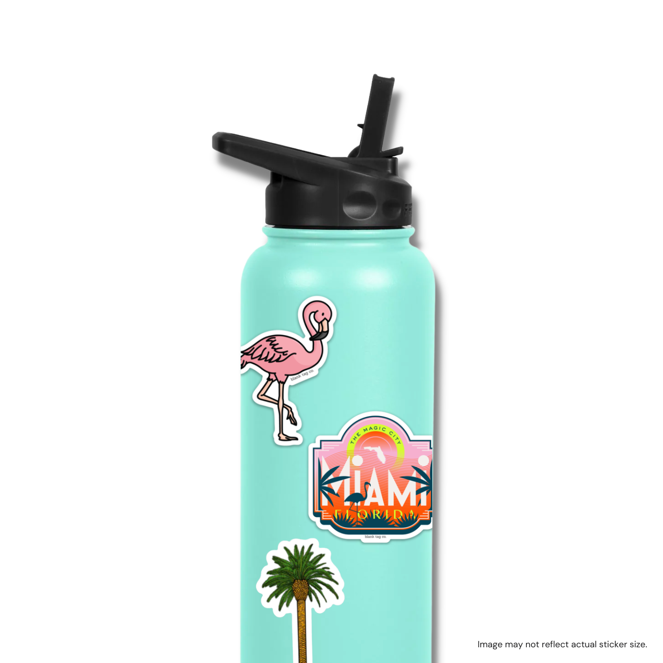 Flamingo & Palm Tree Sparkly Prismatic Stickers - Packaged – Sticker Planet